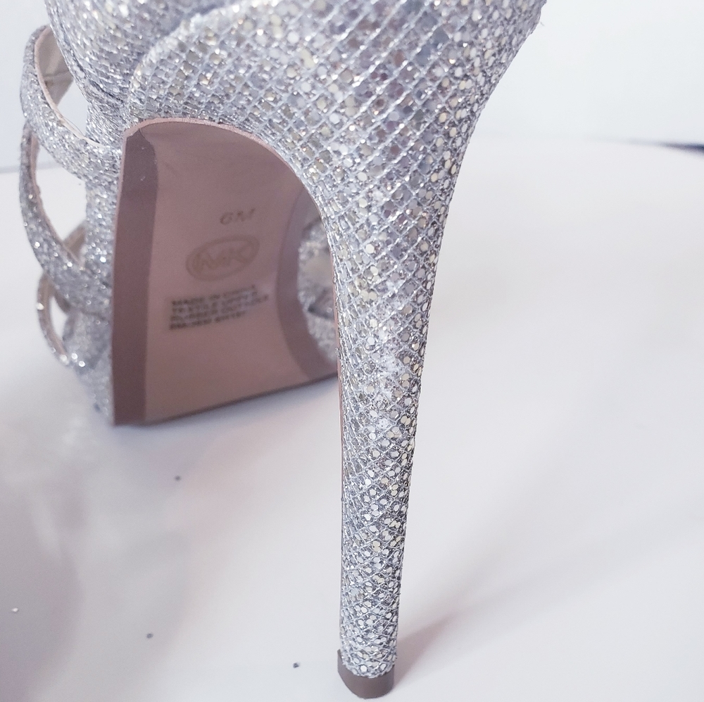 Michael Kors Silver Sparkly Strappy Heels - Picture 5 of 8